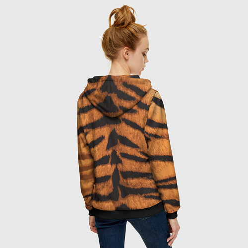 Женская толстовка на молнии ТИГРИНАЯ ШКУРА / 3D-Черный – фото 4