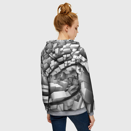 Женская толстовка на молнии Геометрическая объёмная абстракция / 3D-Меланж – фото 4