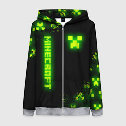 Женская толстовка на молнии MINECRAFT NEON LOGO CREEPER