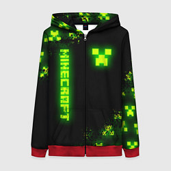 Женская толстовка на молнии MINECRAFT NEON LOGO CREEPER