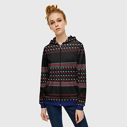 Толстовка на молнии женская НОВОГОДНИЙ ПАТТЕРН SWEATER, цвет: 3D-синий — фото 2