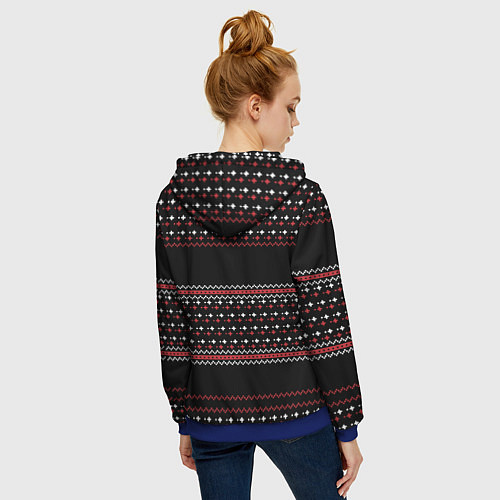Женская толстовка на молнии НОВОГОДНИЙ ПАТТЕРН SWEATER / 3D-Синий – фото 4