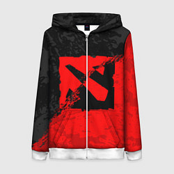 Женская толстовка на молнии DOTA 2 RED BLACK LOGO, БРЫЗГИ КРАСОК