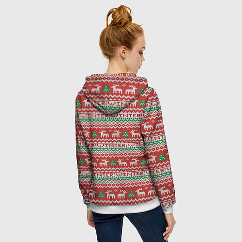 Женская толстовка на молнии Deer Christmas Pattern / 3D-Белый – фото 4