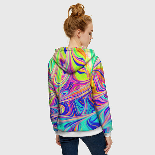 Женская толстовка на молнии Аномально яркие цветные разводы / 3D-Белый – фото 4