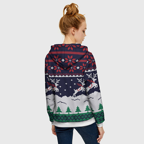 Женская толстовка на молнии СВИТЕР С ОЛЕНЯМИ DEER SWEATER / 3D-Белый – фото 4