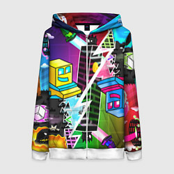 Толстовка на молнии женская Geometry Dash: Parallel Worlds, цвет: 3D-белый