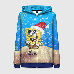 Женская толстовка на молнии НОВОГОДНИЙ ГУБКА БОБ КВАДРАТНЫЕ ШТАНЫ