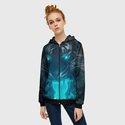 Толстовка на молнии женская Неоновый водяной тигр 2022, цвет: 3D-черный — фото 2
