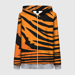 Толстовка на молнии женская Шкура шерсть тигра, цвет: 3D-меланж