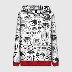 Толстовка на молнии женская THE WITCHER LOGOBOMBING ЧЁРНО БЕЛЫЙ ВЕДЬМАК ПАТТЕР, цвет: 3D-красный