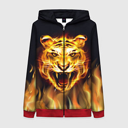 Женская толстовка на молнии Тигр В Пламени