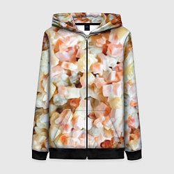 Толстовка на молнии женская Салат Оливье Новогодняя Оливьешка, цвет: 3D-черный