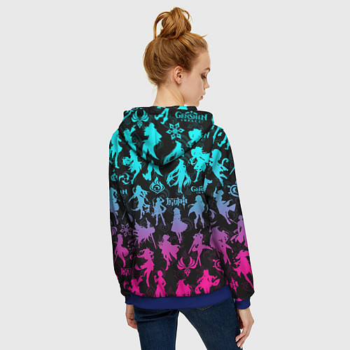 Женская толстовка на молнии ГЕНШИН ИМПАКТ НЕОН ПЕРСОНАЖИ ИГРЫ GENSHIN IM ACT L / 3D-Синий – фото 4