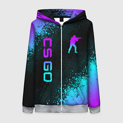 Женская толстовка на молнии CS GO NEON SYMBOL STYLE SKIN КС ГО НЕОН