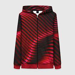 Толстовка на молнии женская Волны красного металла, цвет: 3D-красный