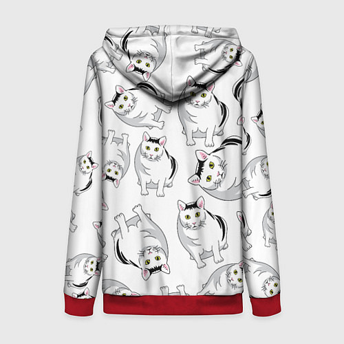 Женская толстовка на молнии КОТИКИ МЕМ МЯУ / 3D-Красный – фото 2