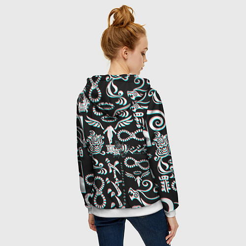 Женская толстовка на молнии ТОКИЙСКИЕ МСТИТЕЛИ ГЛИТЧ, GLITCH / 3D-Белый – фото 4