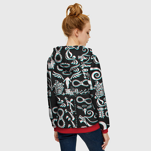 Женская толстовка на молнии ТОКИЙСКИЕ МСТИТЕЛИ ГЛИТЧ, GLITCH / 3D-Красный – фото 4