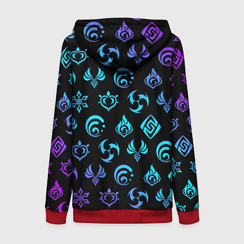 Женская толстовка на молнии NEON SYMBOL HERO GENSHIN IMPACT / 3D-Красный – фото 2