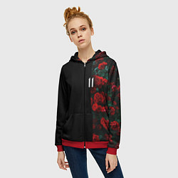 Толстовка на молнии женская РОЗЫ 11, цвет: 3D-красный — фото 2
