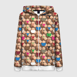 Толстовка на молнии женская Попки, цвет: 3D-белый