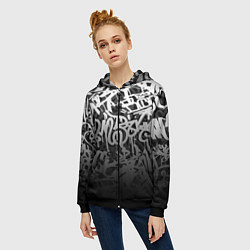 Толстовка на молнии женская GRAFFITI WHITE TAGS ГРАФФИТИ, цвет: 3D-черный — фото 2