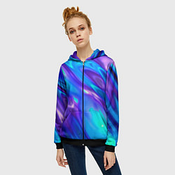 Толстовка на молнии женская Neon Holographic, цвет: 3D-черный — фото 2