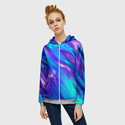 Толстовка на молнии женская Neon Holographic, цвет: 3D-меланж — фото 2