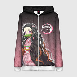 Толстовка на молнии женская НЕЗУКО NEZUKO SLAYER, цвет: 3D-белый