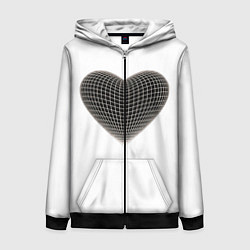 Толстовка на молнии женская HEART PRINT, цвет: 3D-черный