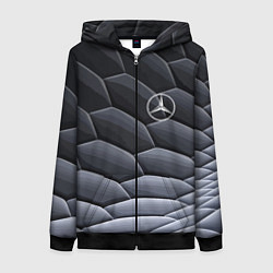 Толстовка на молнии женская Mercedes Benz pattern, цвет: 3D-черный