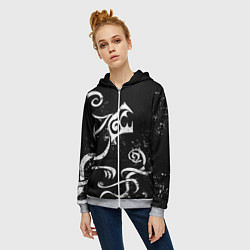 Толстовка на молнии женская ТАТУИРОВКА ДРАКЕНА WHITE AND BLACK, цвет: 3D-меланж — фото 2