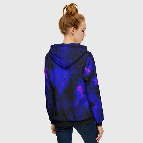 Женская толстовка на молнии Purple Tie-Dye / 3D-Черный – фото 4