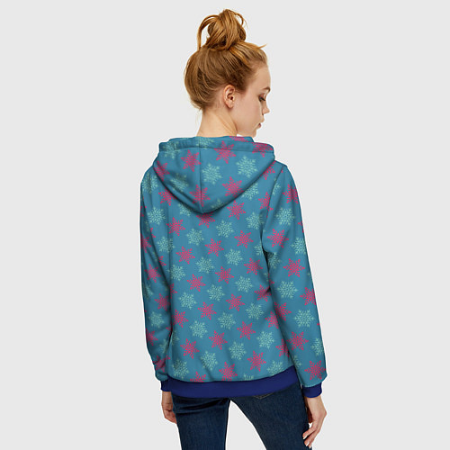 Женская толстовка на молнии Christmas Pattern New / 3D-Синий – фото 4