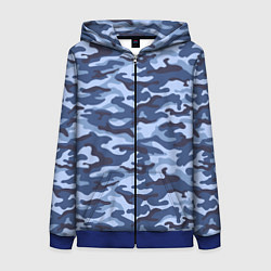Толстовка на молнии женская Синий Камуфляж Camouflage, цвет: 3D-синий