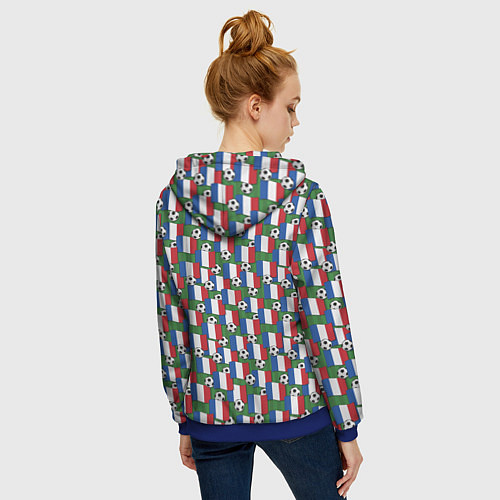 Женская толстовка на молнии Франция футбол / 3D-Синий – фото 4