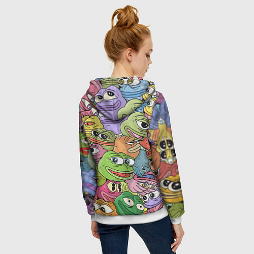 Женская толстовка на молнии Pepe BOMBING / 3D-Белый – фото 4