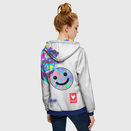 Женская толстовка на молнии Шаза Психоделика / 3D-Синий – фото 4