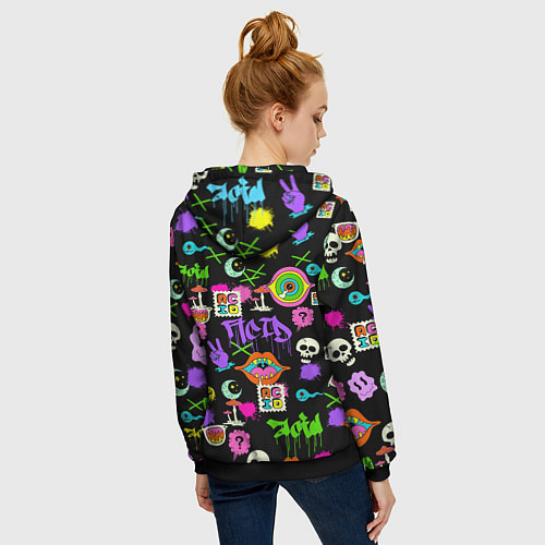 Женская толстовка на молнии ACID / 3D-Черный – фото 4