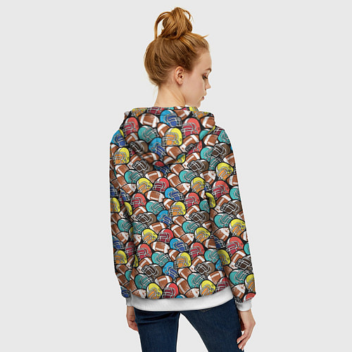 Женская толстовка на молнии Американский Футбол American Football / 3D-Белый – фото 4