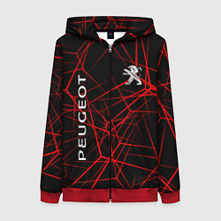 Толстовка на молнии женская Peugeot: Красные тонкие линии, цвет: 3D-красный