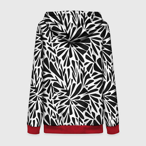 Женская толстовка на молнии Черно белый абстрактный узор / 3D-Красный – фото 2