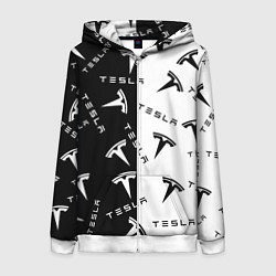 Толстовка на молнии женская Tesla Black & White, цвет: 3D-белый