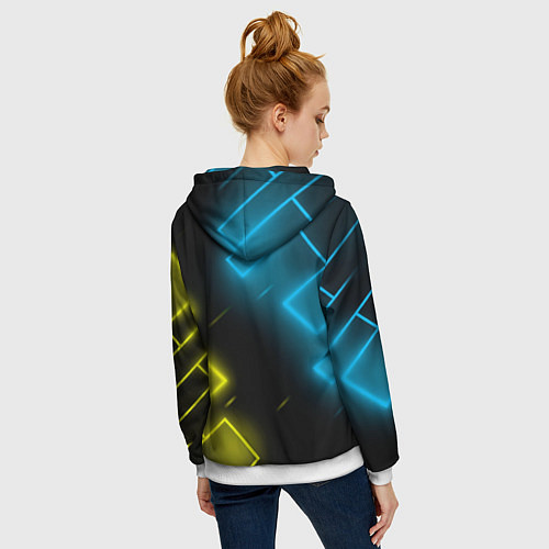 Женская толстовка на молнии Lamborghini - Неоновые фигуры / 3D-Белый – фото 4