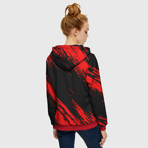 Женская толстовка на молнии Mitsubishi Texture Red / 3D-Красный – фото 4
