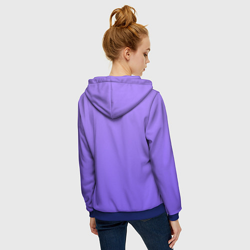 Женская толстовка на молнии Красивый фиолетовый светлый градиент / 3D-Синий – фото 4
