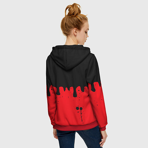 Женская толстовка на молнии Chicago Bulls Чикаго Буллз Логотип / 3D-Красный – фото 4