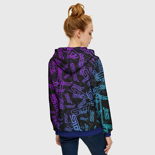 Женская толстовка на молнии STI NEON PATTERN / 3D-Синий – фото 4