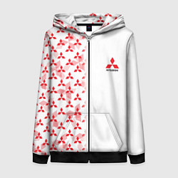 Толстовка на молнии женская Mitsubishi Mini logo Half pattern, цвет: 3D-черный